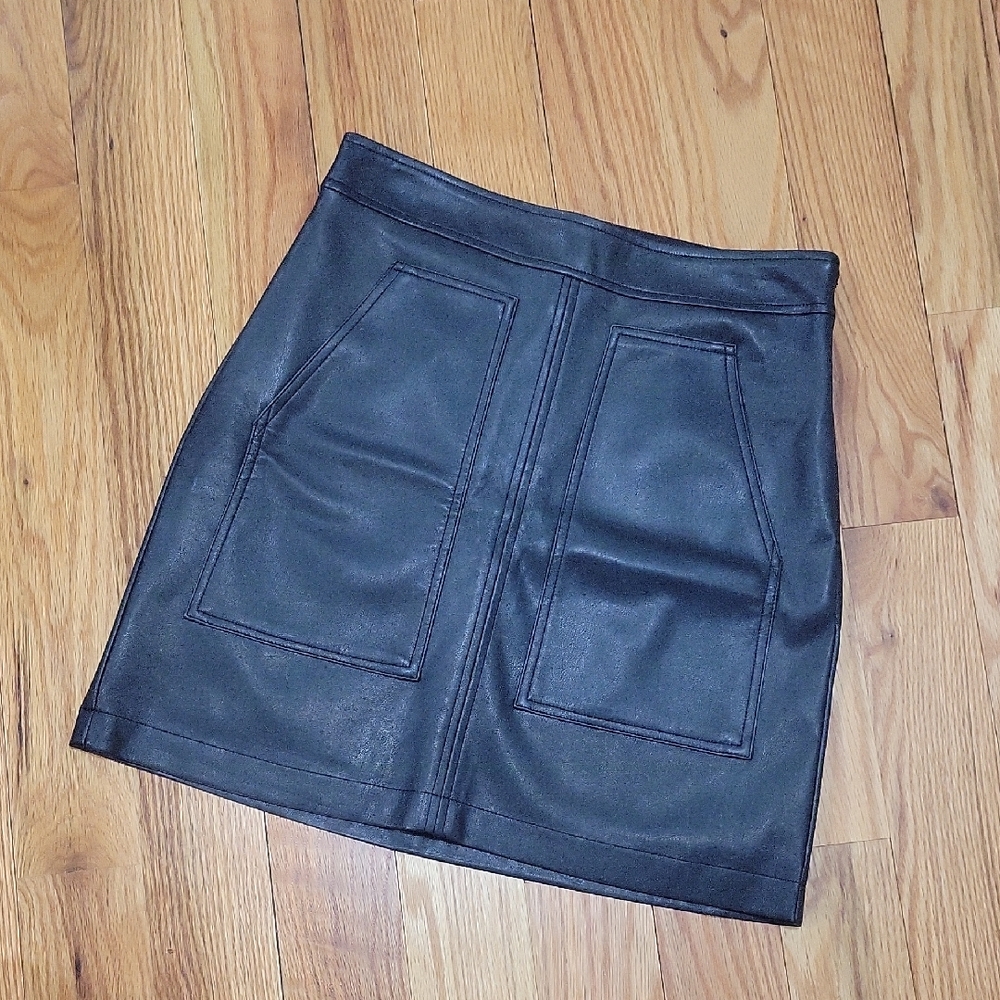 Black Leather Skirt Size 2P